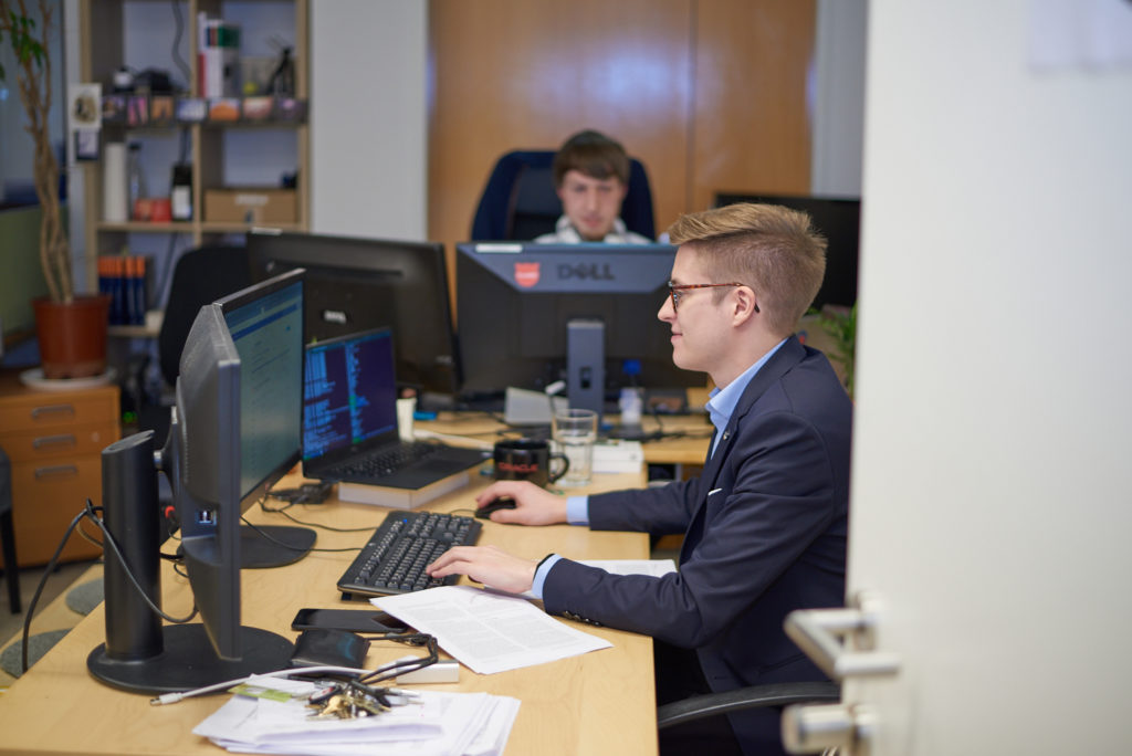 Gabriel Gegenhuber in the team office on his desk