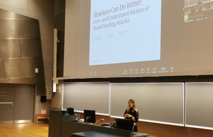 Daryna presenting her paper at the SaTML Conference