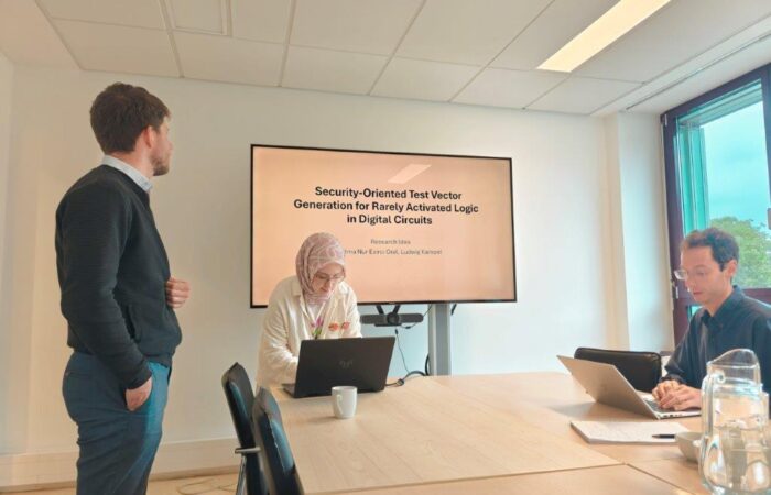 Fatma presenting in meeting room