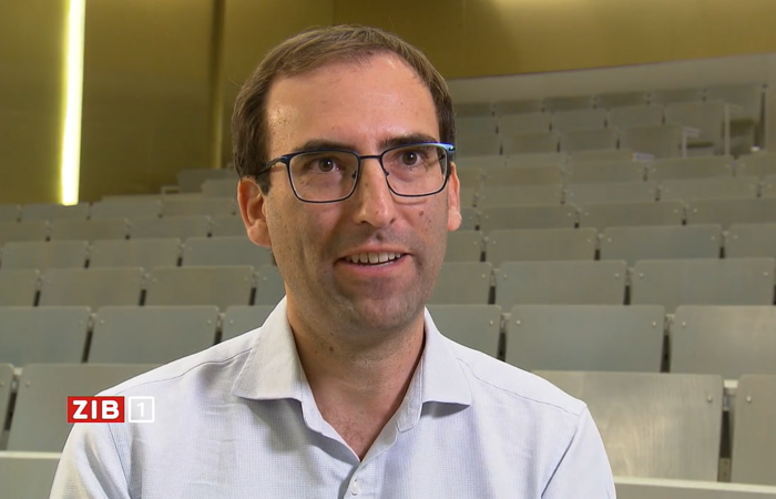 Sebastian Schrittwieser during interview in lecture hall